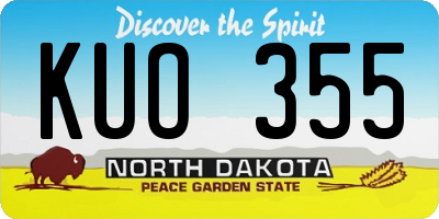 ND license plate KUO355