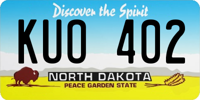 ND license plate KUO402