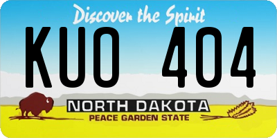 ND license plate KUO404