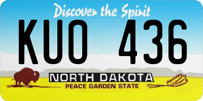 ND license plate KUO436