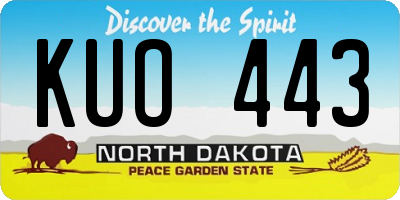 ND license plate KUO443