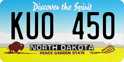 ND license plate KUO450