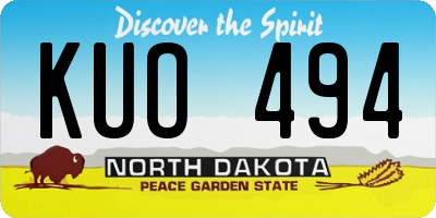 ND license plate KUO494