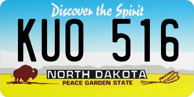 ND license plate KUO516
