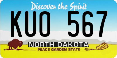 ND license plate KUO567