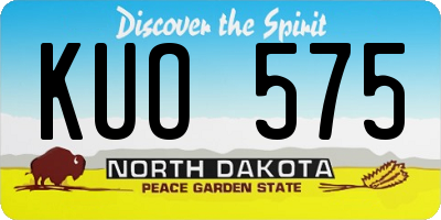 ND license plate KUO575