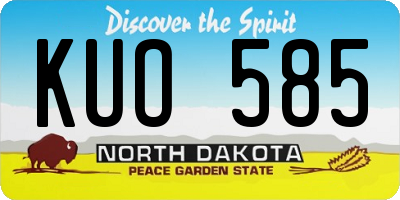 ND license plate KUO585