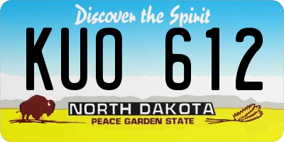 ND license plate KUO612