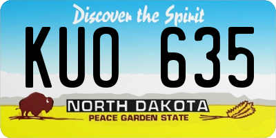 ND license plate KUO635