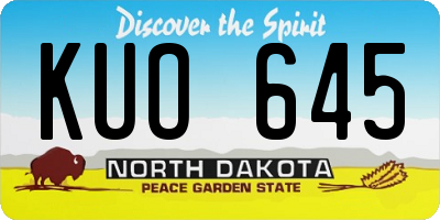ND license plate KUO645