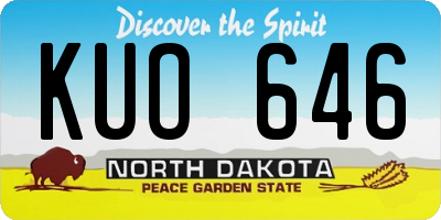 ND license plate KUO646