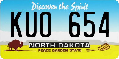 ND license plate KUO654