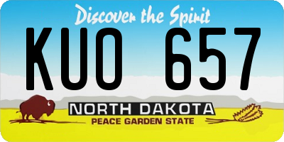 ND license plate KUO657