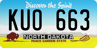 ND license plate KUO663