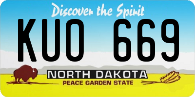 ND license plate KUO669