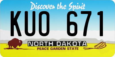 ND license plate KUO671