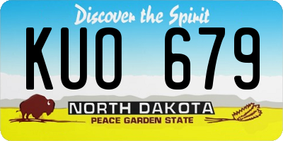 ND license plate KUO679