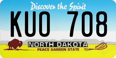 ND license plate KUO708
