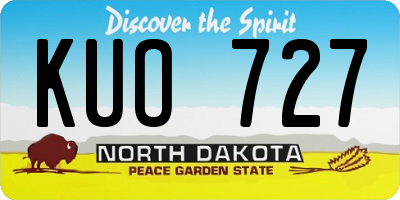 ND license plate KUO727