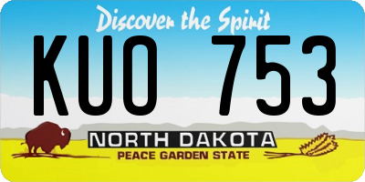 ND license plate KUO753