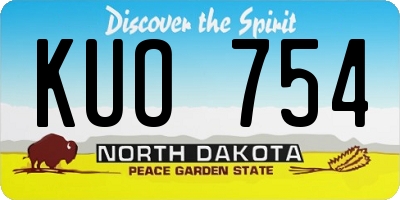 ND license plate KUO754