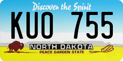 ND license plate KUO755
