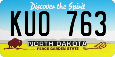 ND license plate KUO763