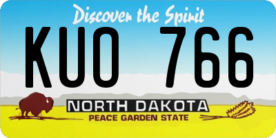 ND license plate KUO766