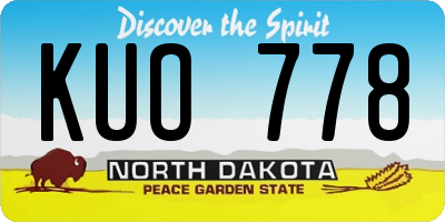 ND license plate KUO778