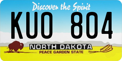 ND license plate KUO804