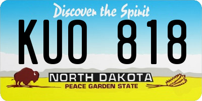 ND license plate KUO818