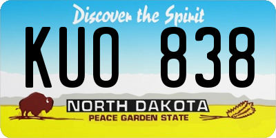 ND license plate KUO838
