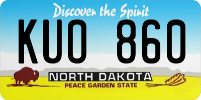 ND license plate KUO860