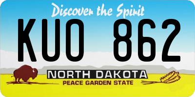 ND license plate KUO862