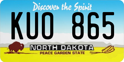 ND license plate KUO865