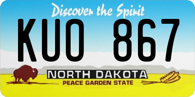 ND license plate KUO867