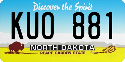 ND license plate KUO881