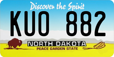 ND license plate KUO882