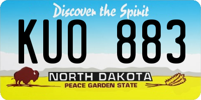 ND license plate KUO883