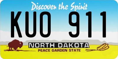ND license plate KUO911