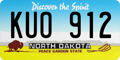 ND license plate KUO912
