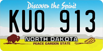 ND license plate KUO913