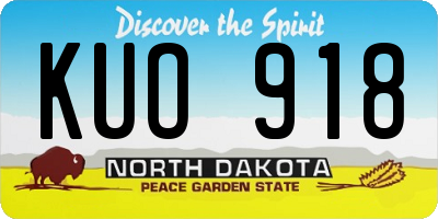 ND license plate KUO918