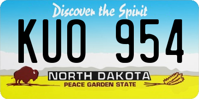 ND license plate KUO954