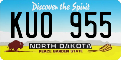ND license plate KUO955