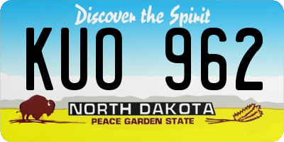 ND license plate KUO962