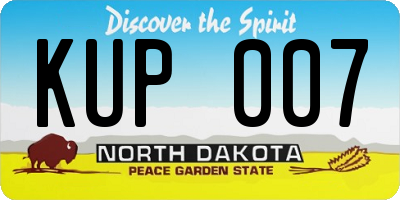 ND license plate KUP007