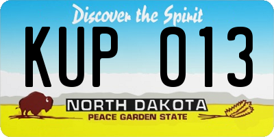ND license plate KUP013