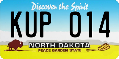 ND license plate KUP014