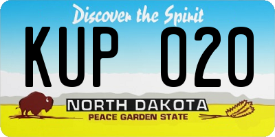 ND license plate KUP020
